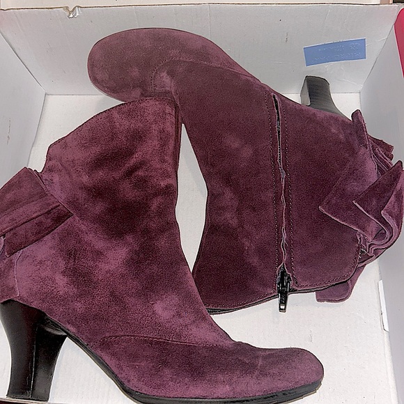 Suede Purple Booties - Picture 1 of 5